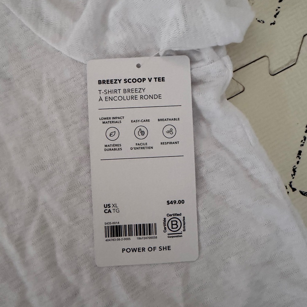 NWT Athleta White Scoop V-Neck‎ Short Sleeve Breezy Tee Top XL - Picture 5 of 8